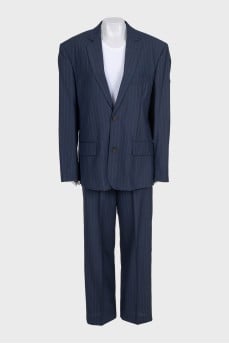 Blue suit with striped trousers