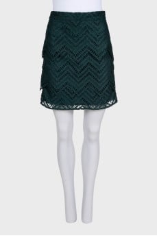 Green skirt with lace frills