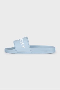 Blue flip-flops with logo