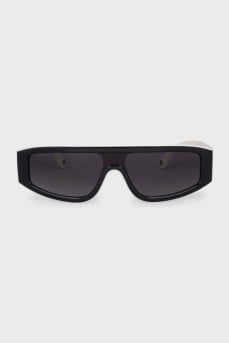 Black and white rectangular frame sunglasses