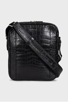 Men's embossed leather bag