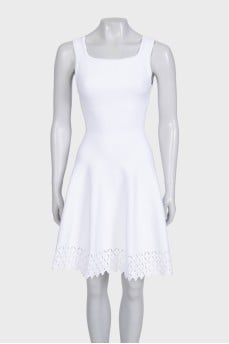 White dress with perforated skirt