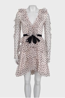 Polka dot tulle mini dress with ruffles