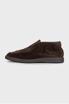 Men's high loafers made of brown suede