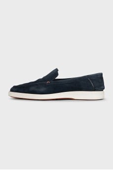 Men's dark blue suede loafers