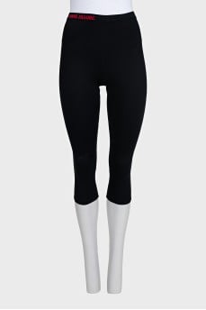 Black leggings with mesh side panels