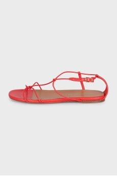 Leather flat sandals with tag