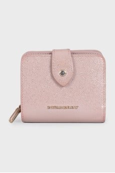 Pink shiny leather wallet