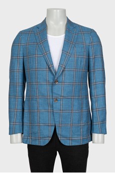 Men's blue checkered jacket