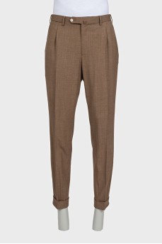 Men's brown wool and silk trousers