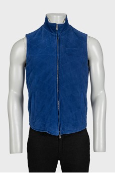 Men's reversible suede vest with zipper