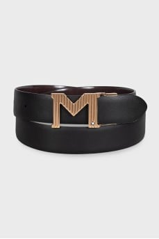 Leather belt with letter-shaped buckle