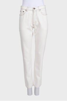 Белые джинсы straight fit на высокой посадке