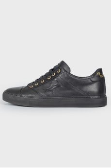 Men's leather embroidered branding sneakers