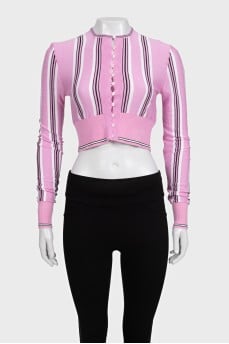 Pink striped button-down top
