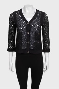 Perforated cardigan with buttons
