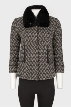 Cropped fur collar coat