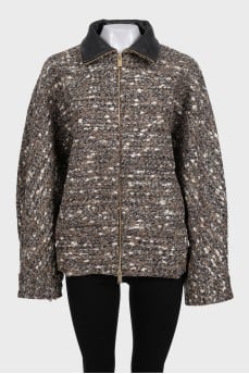 Коричнева куртка oversize із вовни