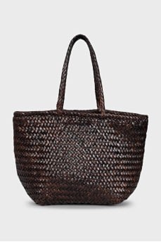 Brown woven leather bag