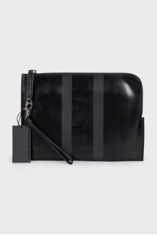 Men's black leather clutch