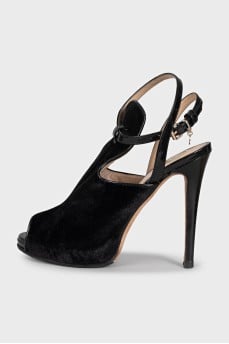 Black velvet slingbacks