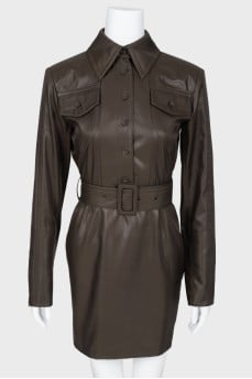 Dark brown dress with belt
