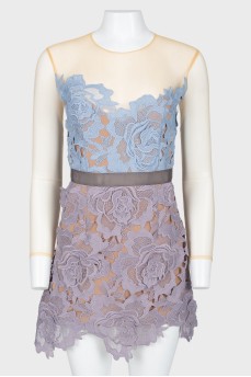 Lace translucent mini dress