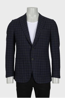 Men's checkered jacket made of wool, cashmere and silk