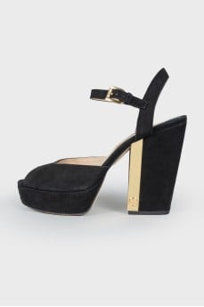 Suede high-heeled sandals
