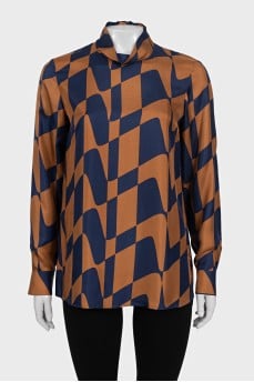 Silk blouse with a high collar