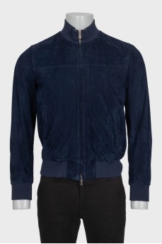 Men's suede jacket with a zipper