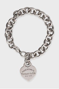 Silver link bracelet with signature charm