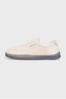 Men's white suede logo sneakers