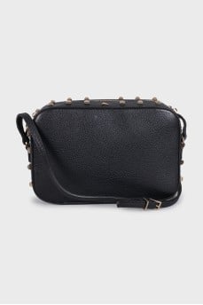 Black crossbody with gold studs