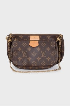 Brown Multi Pochette printed bag