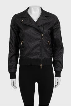 Black nylon jacket with signature print