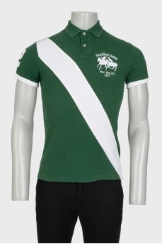 Men's green polo shirt with branded embroidery