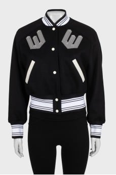 Black and white bomber jacket with patch pockets