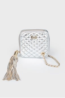 A quilted silver handbag