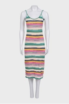 Knitted sundress with striped print