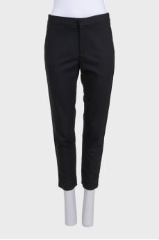 Tapered black wool trousers