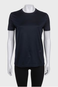Black straight-cut T-shirt with embroidery