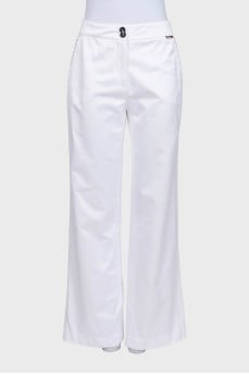 White high-waisted wide-leg trousers