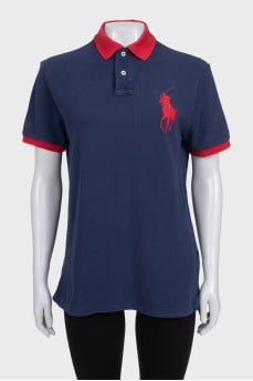 Blue polo shirt with branded embroidery