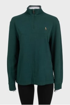 Green jumper with branded embroidery