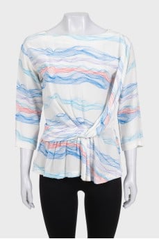 White printed silk blouse