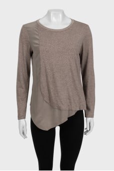 Straight-cut jumper made of wool and silk