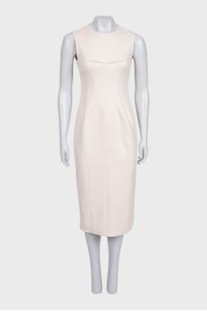 Beige fitted midi dress