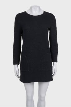 Straight-cut dress with patch pockets