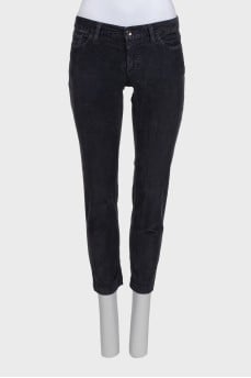 Dark gray low-rise corduroy trousers